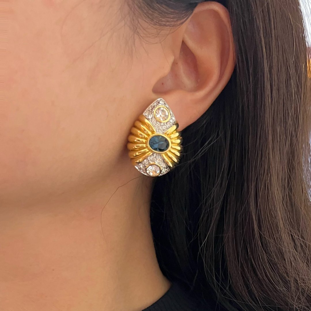 •Duchess• Nolan Miller 华丽宝蓝 Swarovski 耳环 - 耳环/耳夹 - 其他金属 多色