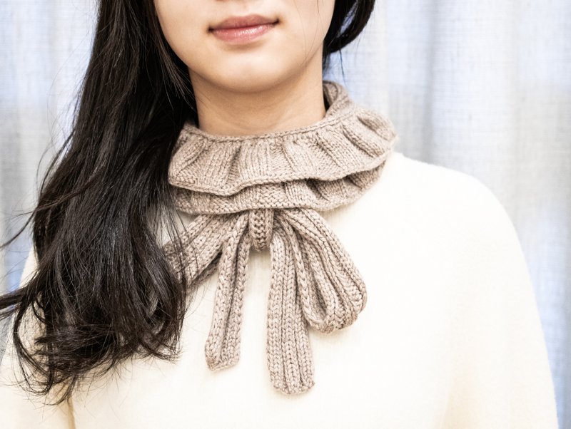 手作编织脖围 - 棒针 - 木耳边 - 围巾/披肩 - 羊毛 