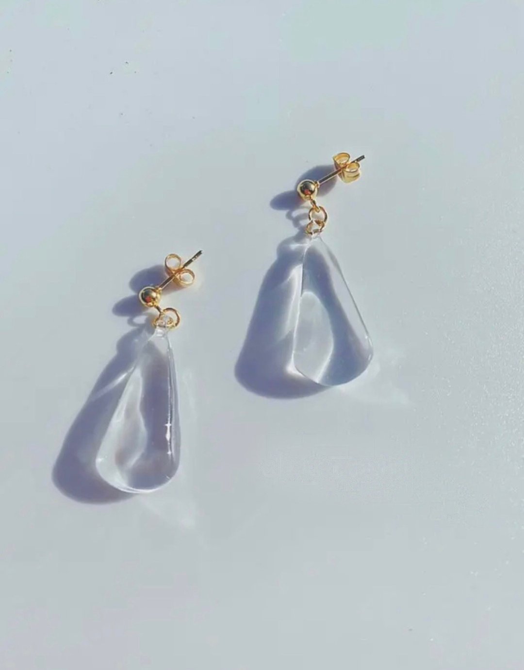 Triangular earrings / Clip-On - 耳环/耳夹 - 玻璃 透明