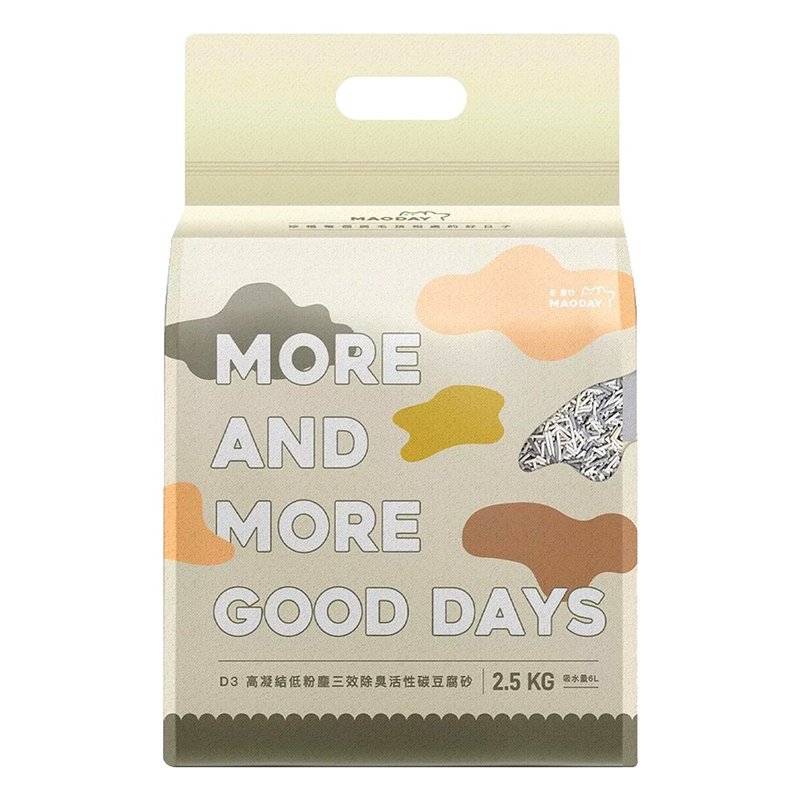 毛商行 Maoday D3三效除臭条型豆腐砂2.5kg 活性碳款 (6包入) - 猫砂/猫砂垫 - 环保材料 卡其色