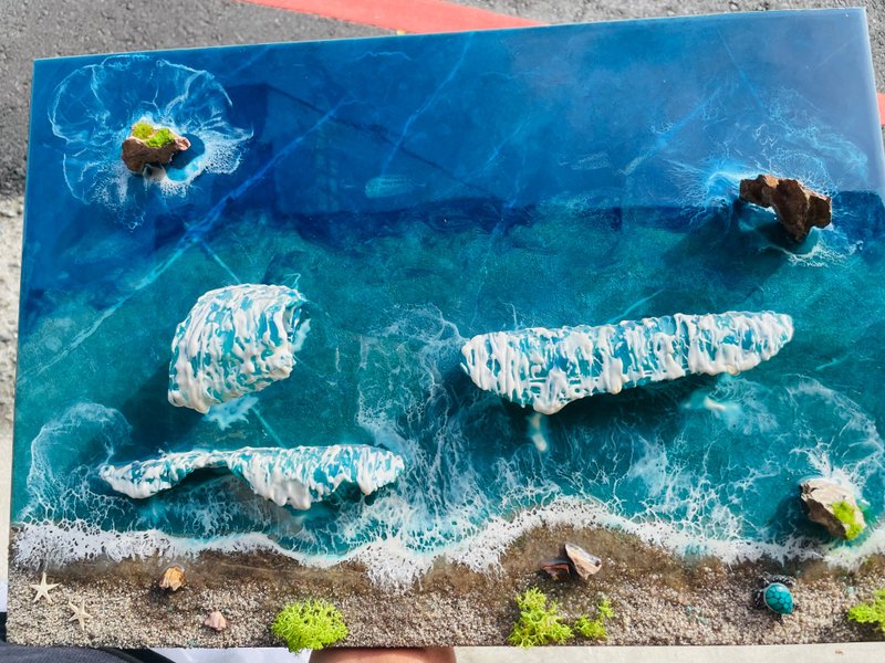 Epoxy蓝眼泪立体海浪无框画 - 画框/相框 - 树脂 蓝色
