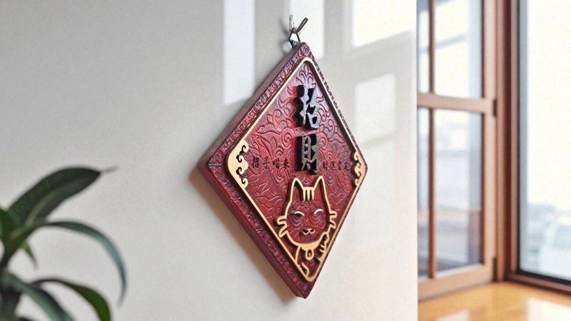 招财 - 猫咪雕花挂饰 // 安心出货 - 摆饰 - 木头 多色