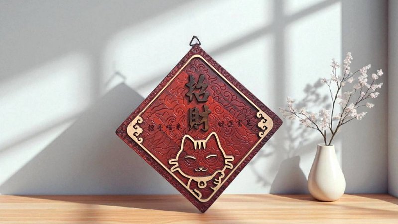 招财 - 猫咪雕花挂饰 // 安心出货 - 摆饰 - 木头 多色