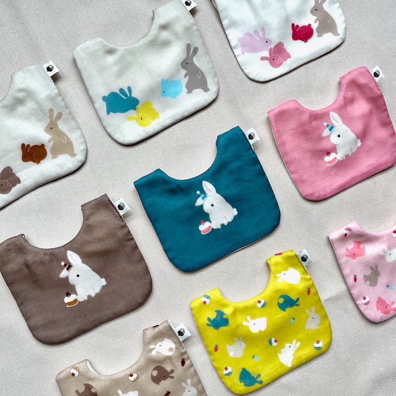 【定制刺绣】我爱我的生日 兔子宝宝 口水巾 八层纱 弥月礼盒 - 围嘴/口水巾 - 棉．麻 多色