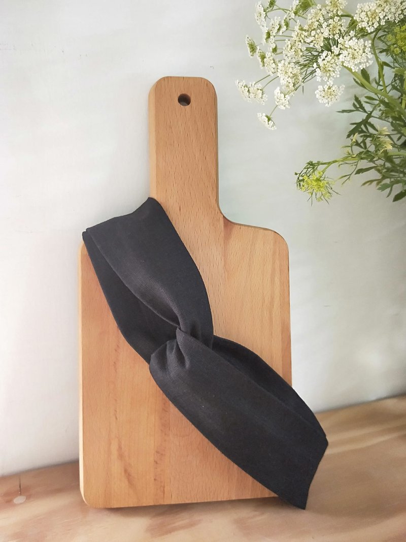 交叉发带-细版松紧-素黑 - 发带/发箍 - 棉．麻 黑色