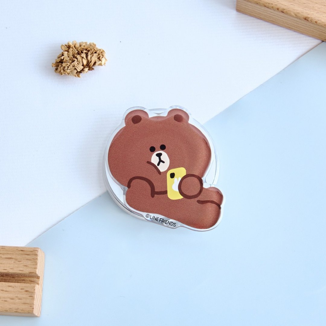 LINE FRIENDS经典-侧躺熊大看手机MagSafe气囊支架 - 手机配件 - 压克力 多色