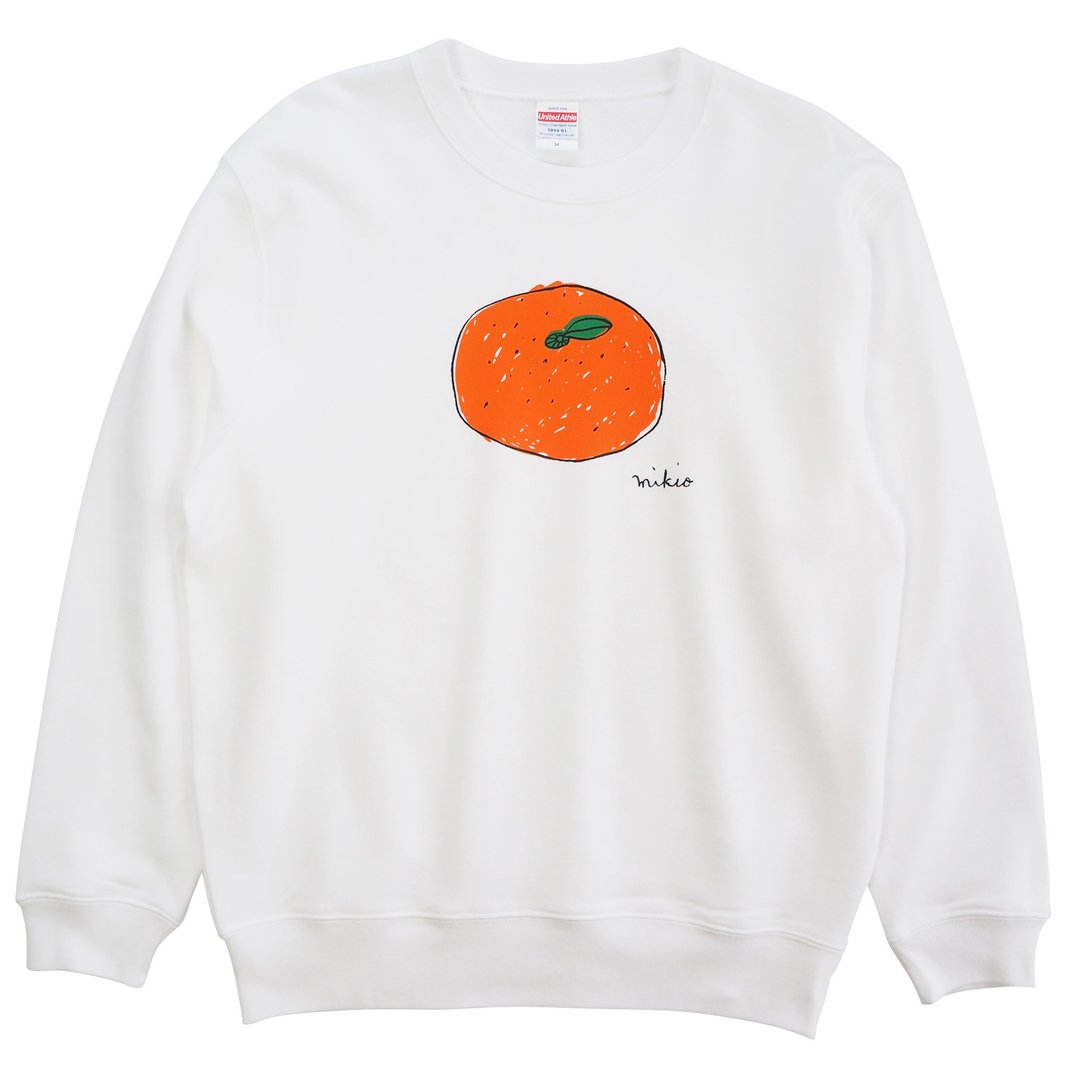 Mikan Adult's Sweatshirt White 橘子 Tangerine - 女装上衣 - 棉 白色