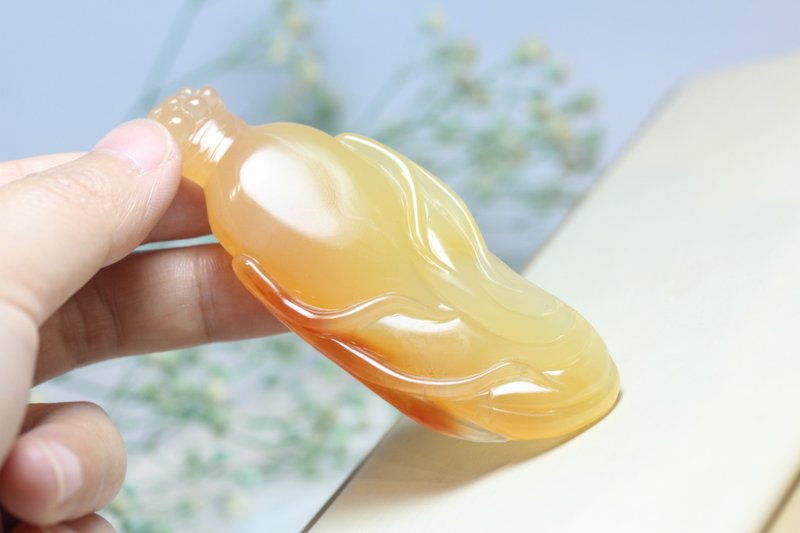 【人参】天然黄龙玉雕刻人生如意吊坠吊饰挂件毛衣链配饰 - 项链 - 玉石 黄色