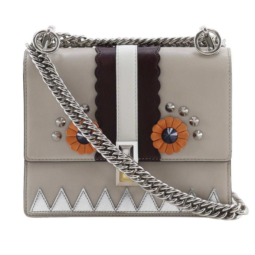 【日本直送】FENDI 芬迪 Mini Kan I 肩背包 Studs 8M0381-9JU 小牛皮 米色 女性【二手】 - 侧背包/斜挎包 - 真皮 咖啡色
