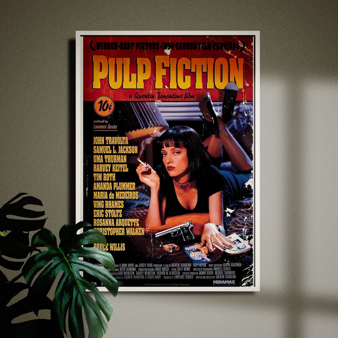 【黑色追缉令】邬玛舒曼 Pulp Fiction 仿小说封面海报 - 海报/装饰画/版画 - 纸 多色