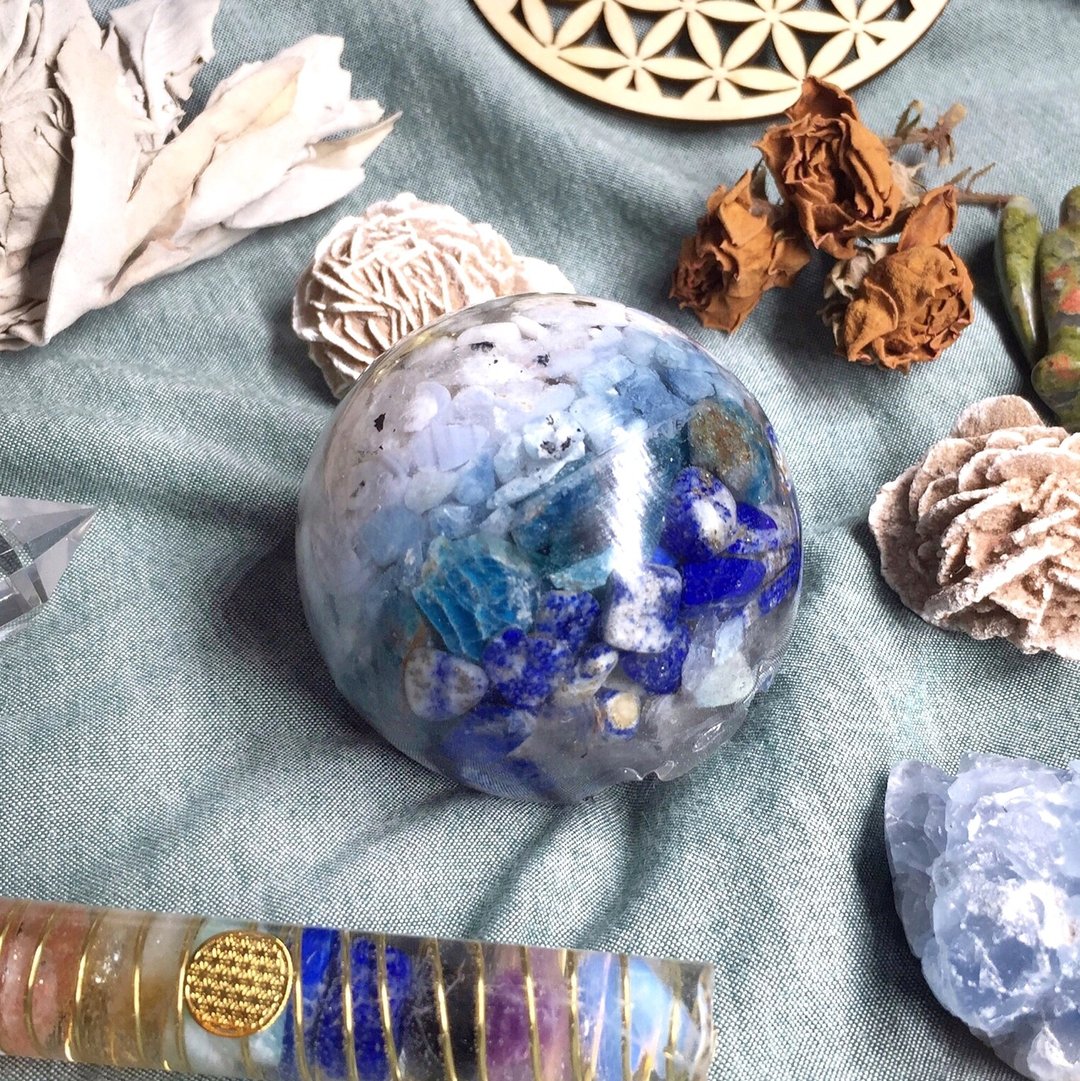 Orgonite 能量球 — 海王星 - 摆饰 - 宝石 蓝色