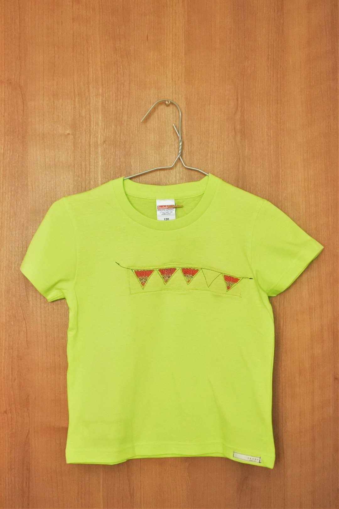 SAORI woven T-shirt (120㎝, yellow, green) - 其他 - 棉 绿色