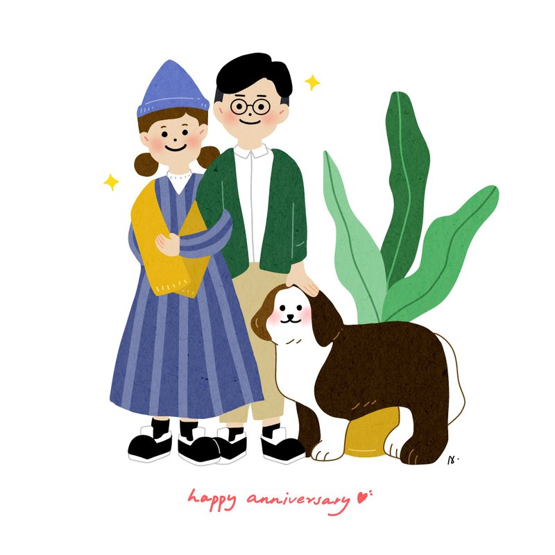 电子档 / 似颜绘 / 定制化 / 彩色无线图 / 彩色黑线图 - 电子手绘真人画像/绘画/插画 - 其他材质 