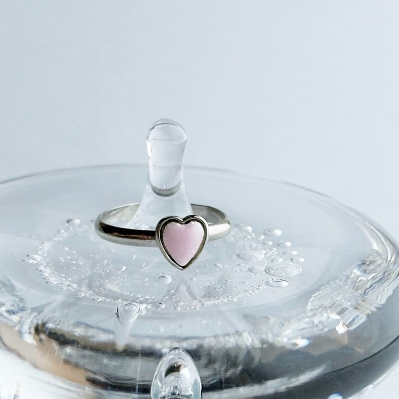 爱心【Sakura】七宝烧戒指 纯银胎七宝 - 戒指 - 其他材质 粉红色