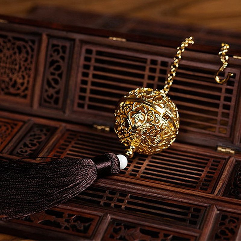 陕西历史博物馆 | 葡萄花鸟纹银香囊 金属挂饰 赠香球 中秋礼物 - 摆饰 - 其他金属 金色