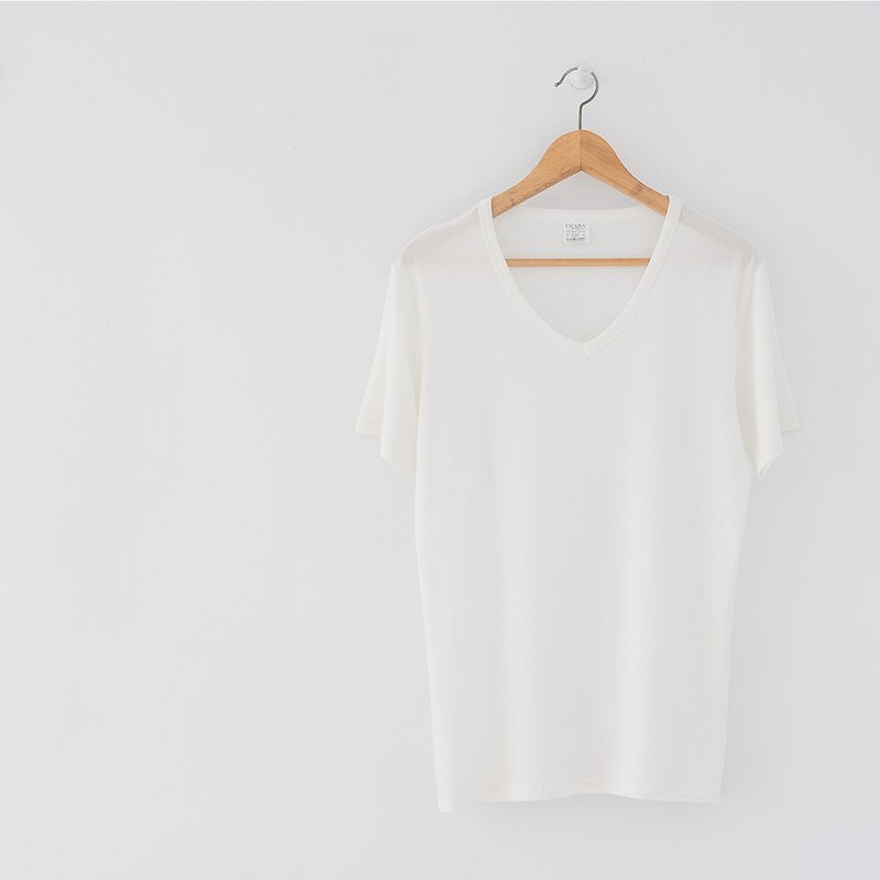 【微瑕7折】天丝抗菌除臭 - 男性圆领短袖上衣 - 男装上衣/T 恤 - 环保材料 白色