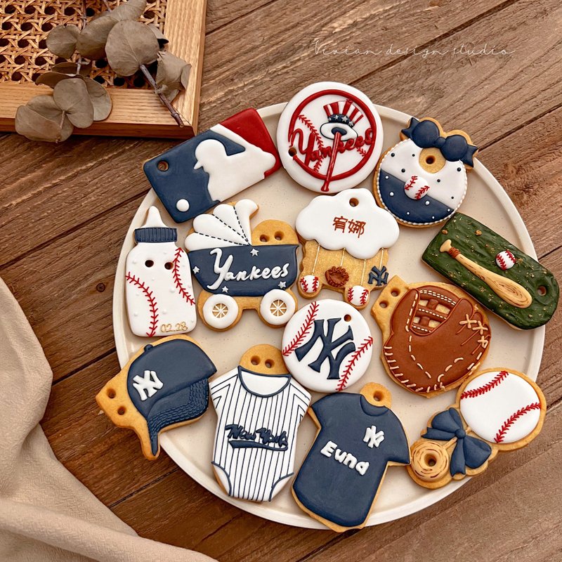 棒球糖霜饼干 12+1片组 - 手工饼干 - 新鲜食材 多色