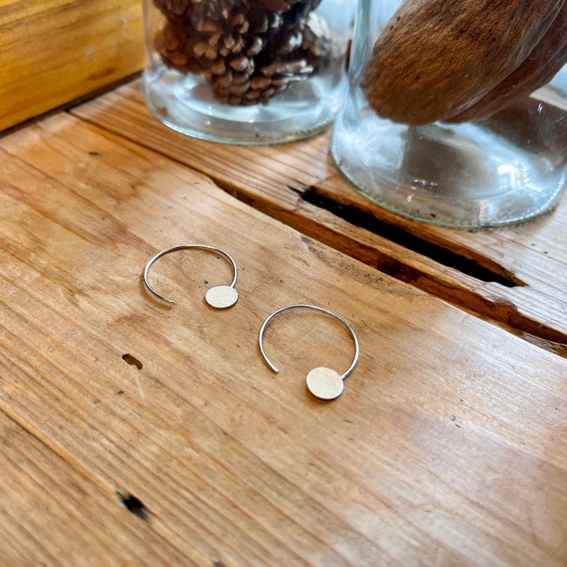 我就是不要耳扣系列-银大圆 - 耳环/耳夹 - 纯银 