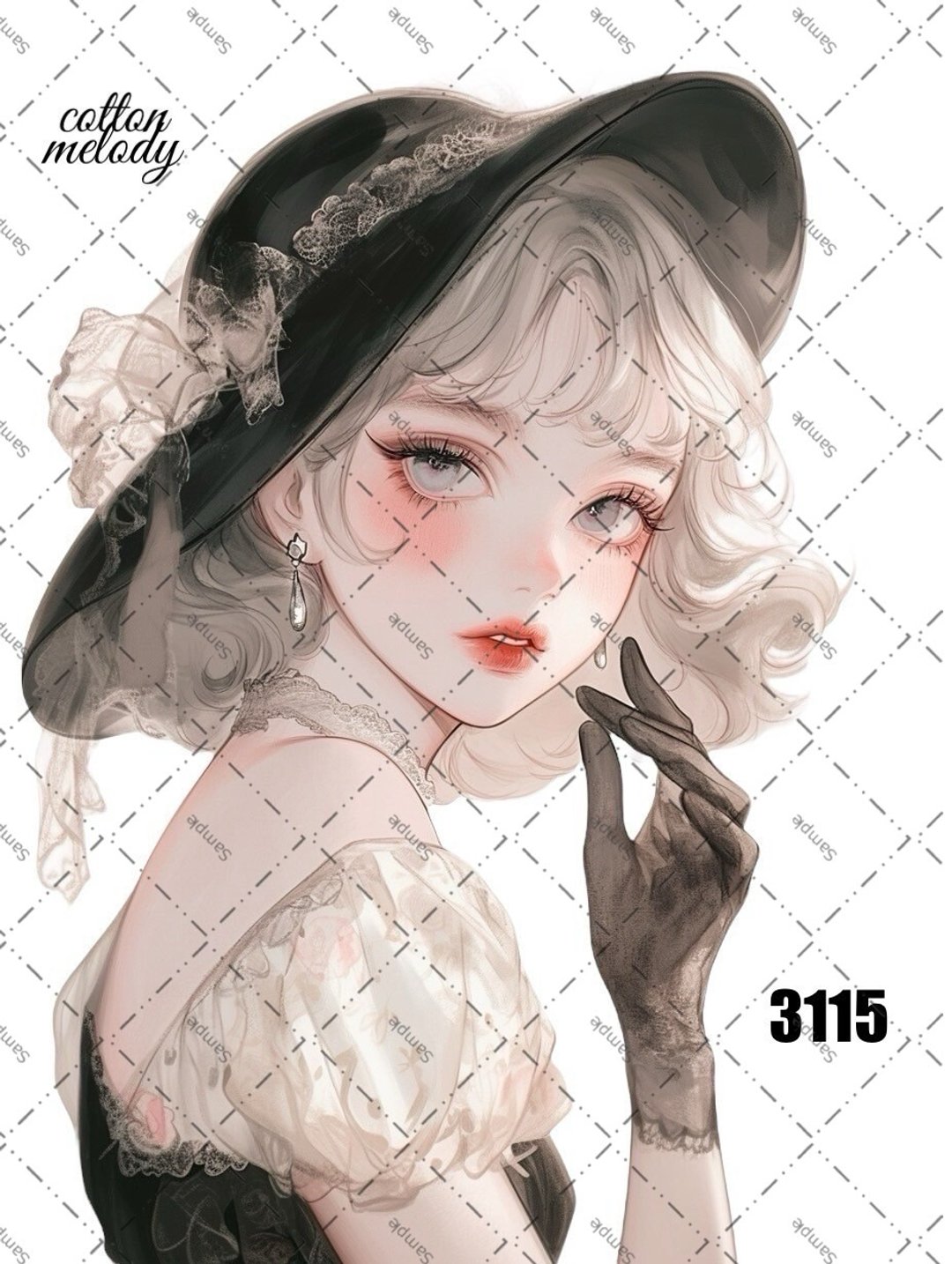 original sticker no.3115 人物贴纸 原创贴纸 原创人物贴纸 装饰贴纸 cotton melody - 贴纸 - 纸 