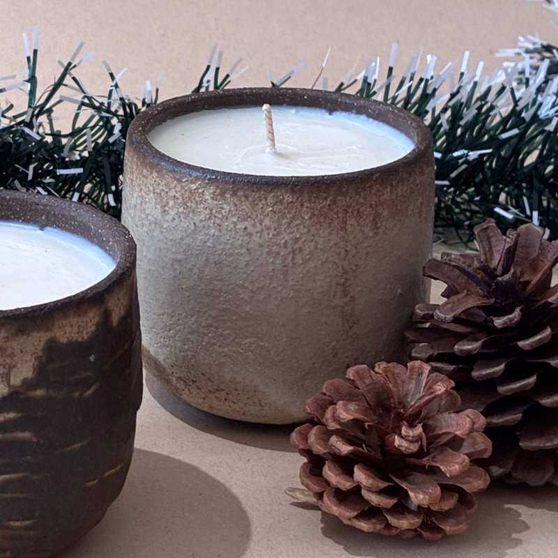 陶瓷香氛蜡烛 - 蜡烛/烛台 - 陶 咖啡色