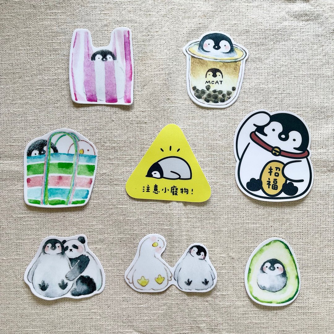 小废物企鹅 防水大贴纸 - 贴纸 - 纸 多色