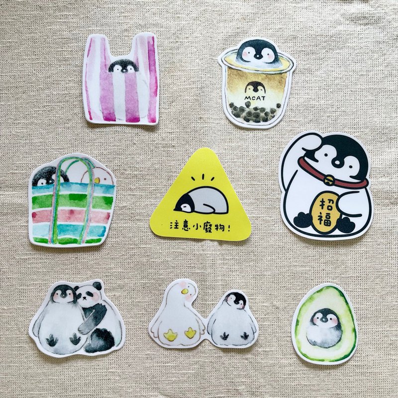 小废物企鹅 防水大贴纸 - 贴纸 - 纸 多色