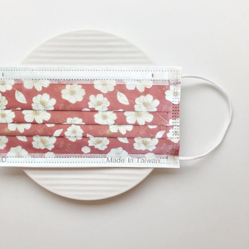 【无藏】红底小雏菊/成人医疗口罩/5入装/双钢印 - 口罩 - 其他材质 红色