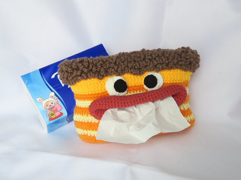 香肠嘴可爱钩织纸巾套 - 纸巾盒 - 棉．麻 黄色