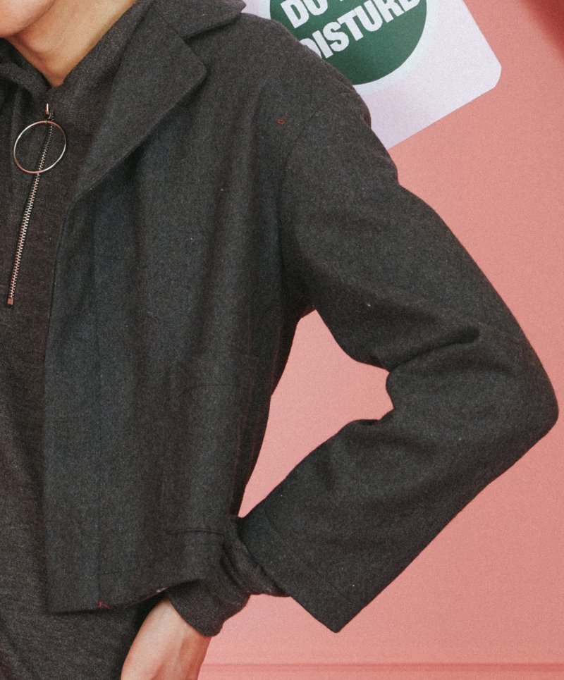 大翻领针织拉链上衣 - 男装针织衫/毛衣 - 棉．麻 卡其色