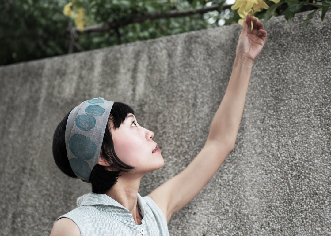 陨石系 太空灰 不对称亚麻发带 手工印染 - 发饰 - 棉 灰色