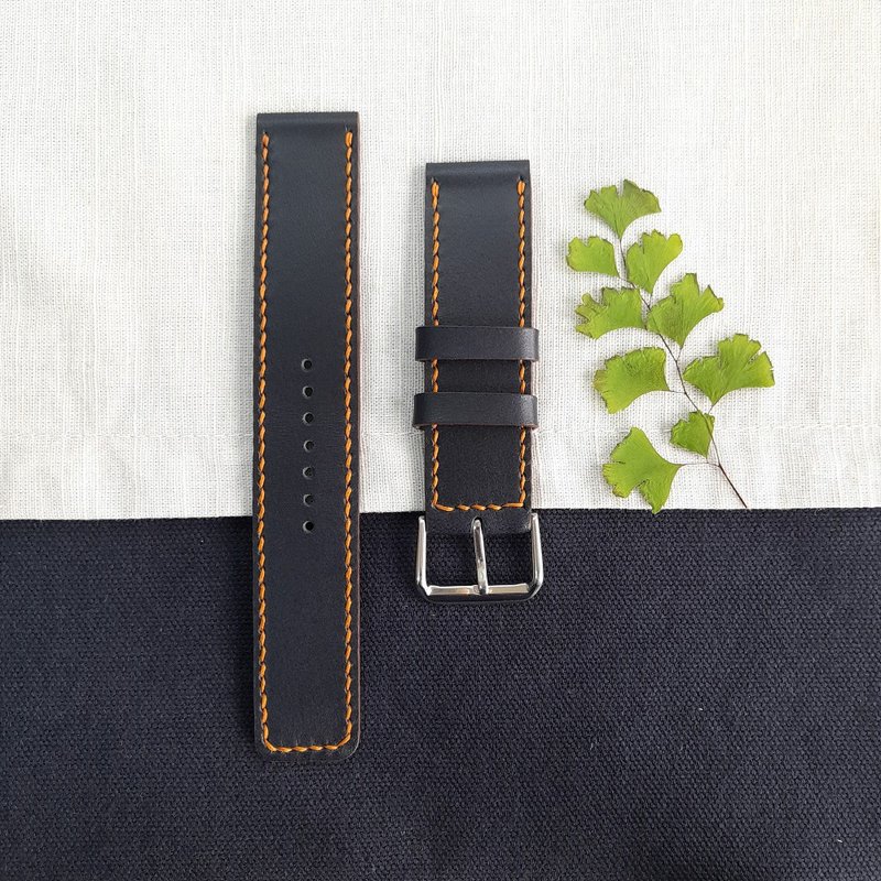 表带 / 手工制作 / 顶级皮革 / 深蓝色 - 表带 - 真皮 