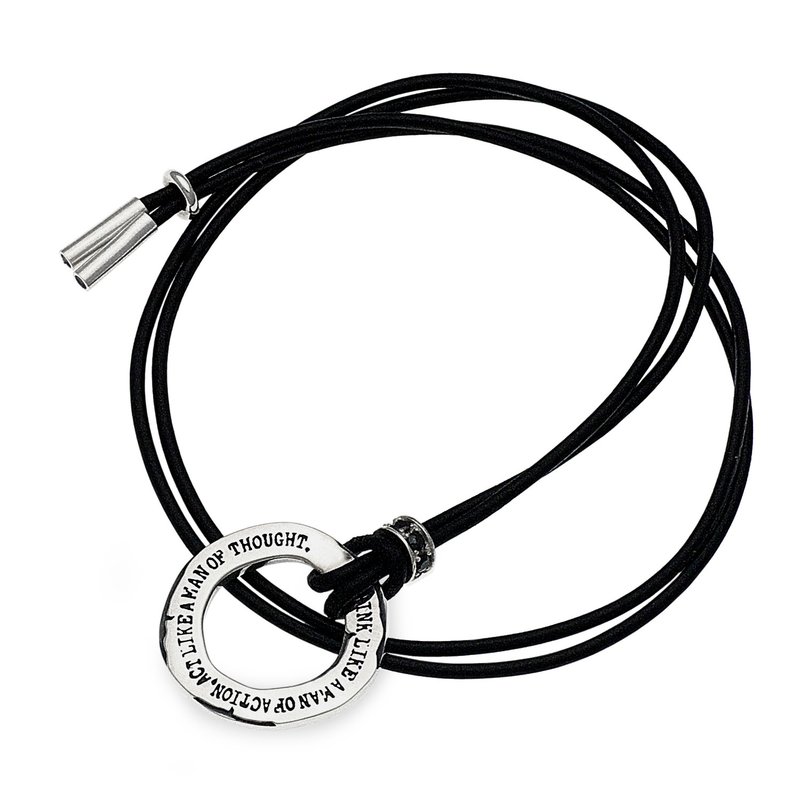 mens leather necklace,sterling silver,biker necklace,made in japan,fc248 - 项链 - 银 银色