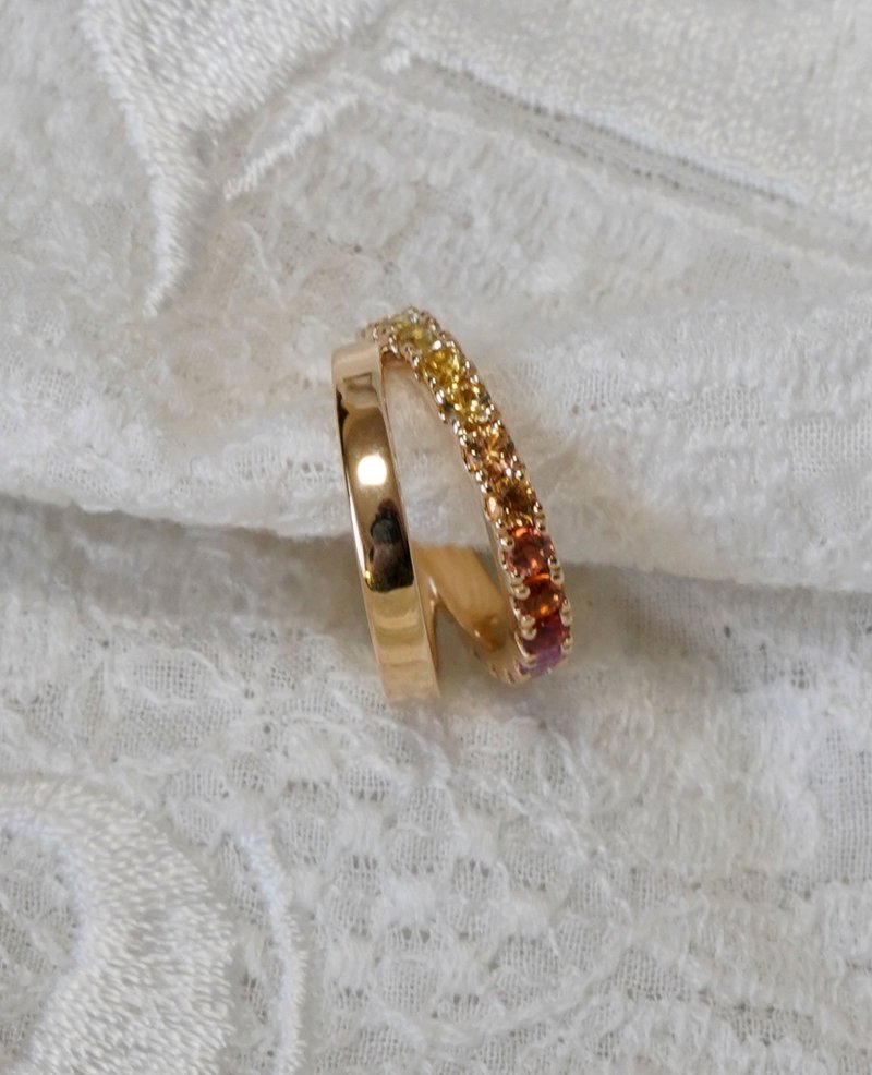 K10 Rainbow sapphire earcuff 彩虹蓝宝石耳扣 - 耳环/耳夹 - 其他金属 多色