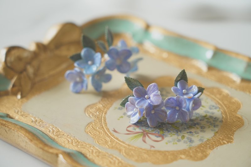 手工绣球饰品 一对2560  如两对都喜欢 请下单两次 颜色选择请私 - 耳环/耳夹 - 树脂 蓝色