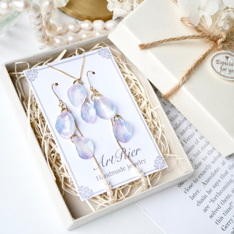 摇曳绣球花 饰品组 - 耳环/耳夹 - 树脂 紫色