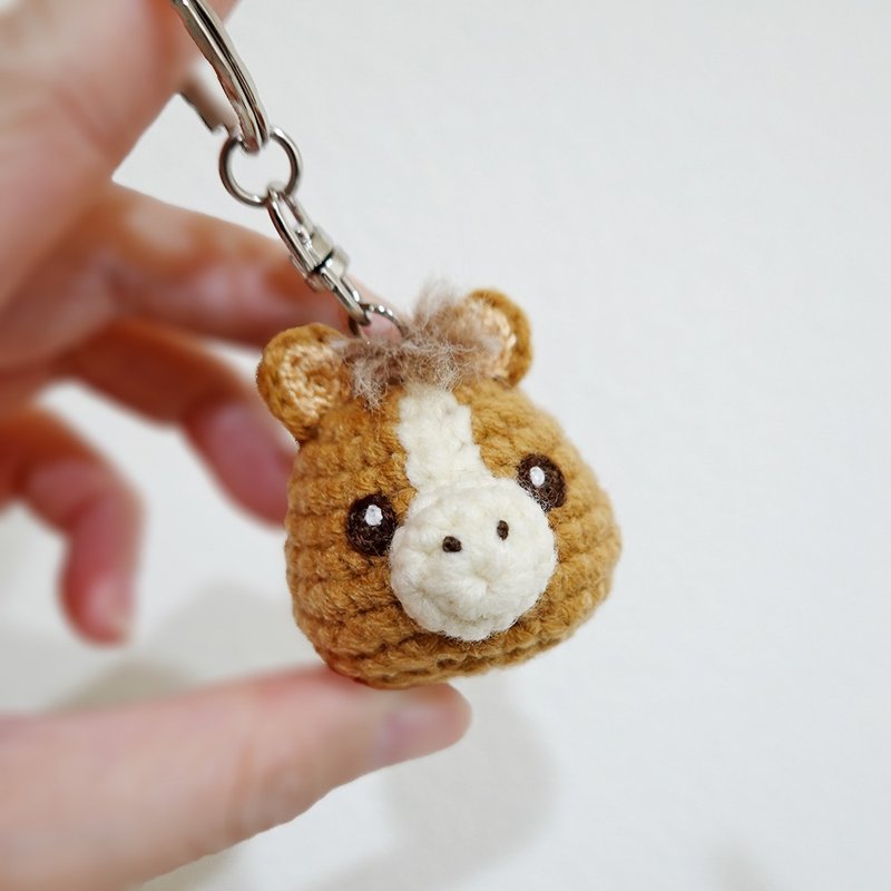 毛线编织/马/动物头钥匙圈 2.0 - 钥匙链/钥匙包 - 其他人造纤维 卡其色