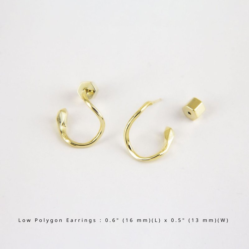 14K镀金几何耳饰 | 简约几何耳环 | 圣诞节礼物 生日 首饰 - 耳环/耳夹 - 其他金属 