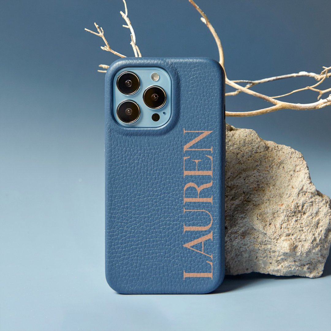 Personalized DENIM Genuine Leather Phone Case - 手机配件 - 真皮 蓝色