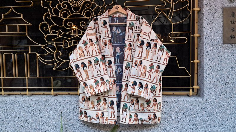 AMIN'S SHINY WORLD 埃及古文明提花 KIMONO - 男装外套 - 棉．麻 多色