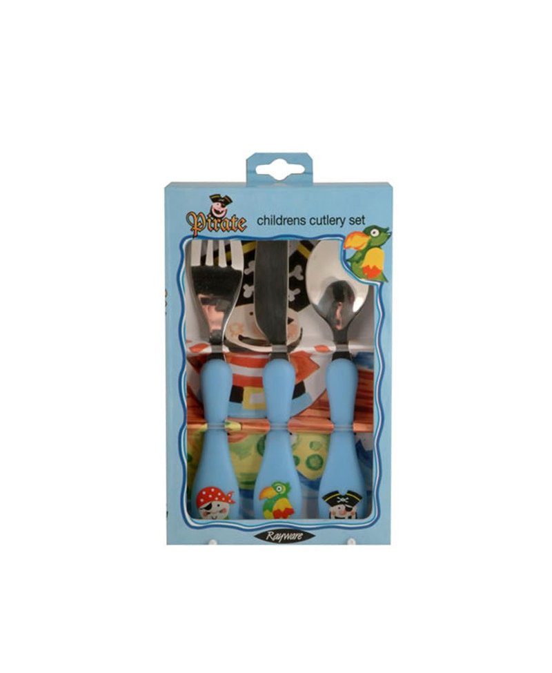 英国Rayware可爱海盗图案儿童用安全不锈钢刀叉汤匙餐具组 - 餐刀/叉/匙组合 - 不锈钢 蓝色