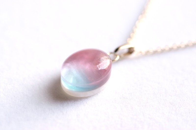 树脂艺术 椭圆形坠饰・Atmosphere - 项链 - 树脂 蓝色