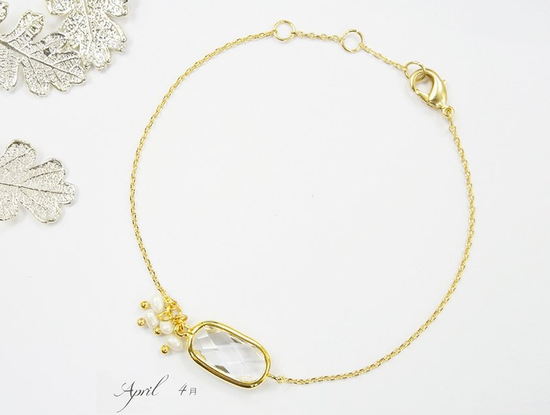 Edith & Jaz • 诞生石小珍珠系列 - 水晶手链(四月) - 手链/手环 - 宝石 透明
