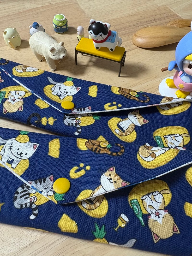 文青风环保纯棉筷袋 旺来酷帅萌猫 原胚蔚蓝 厚实手感 童心 优质 - 收纳用品 - 棉．麻 蓝色