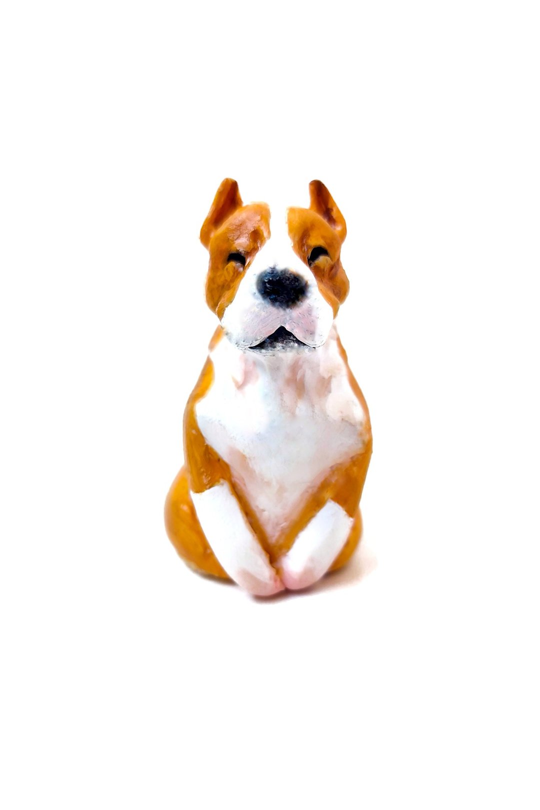 Staffordshire Terrier/Pit Bull dog figurine from collection of cute fat pets - 摆饰 - 粘土 卡其色