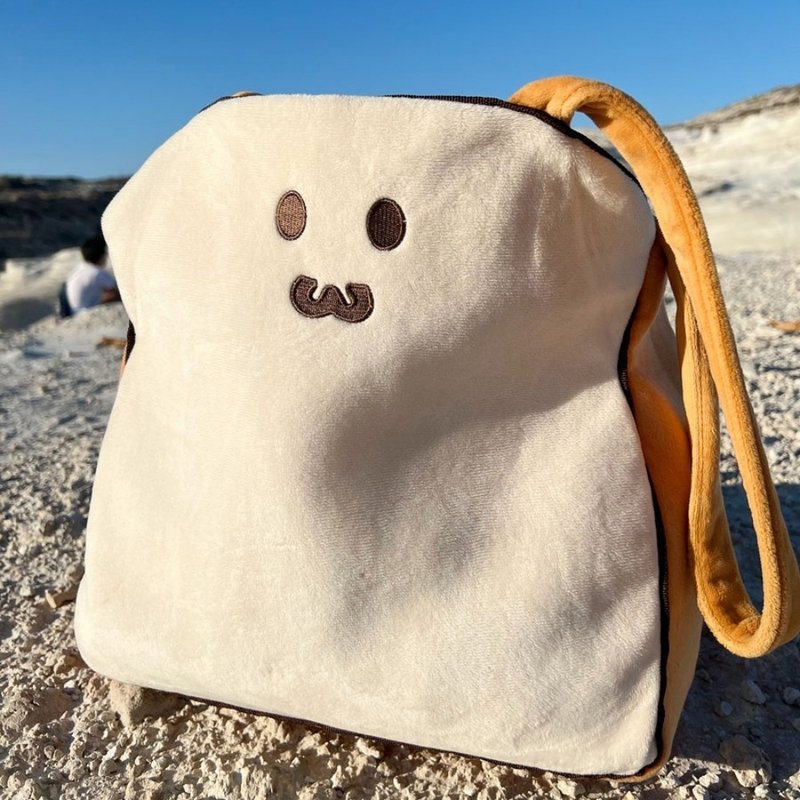 温心吐司 Tasty Toastys 原宝吐司毛绒大单肩手提包 - 手提包/手提袋 - 棉．麻 咖啡色