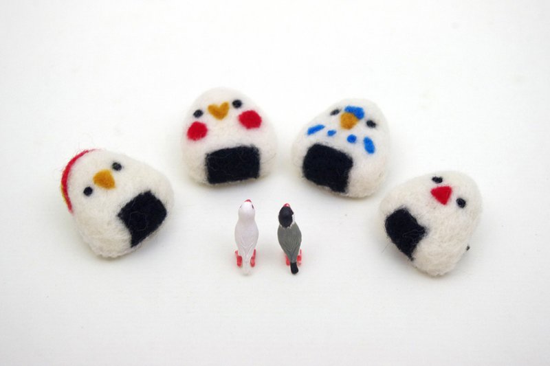 鸟饭团 羊毛毡别针 - 胸针 - 羊毛 