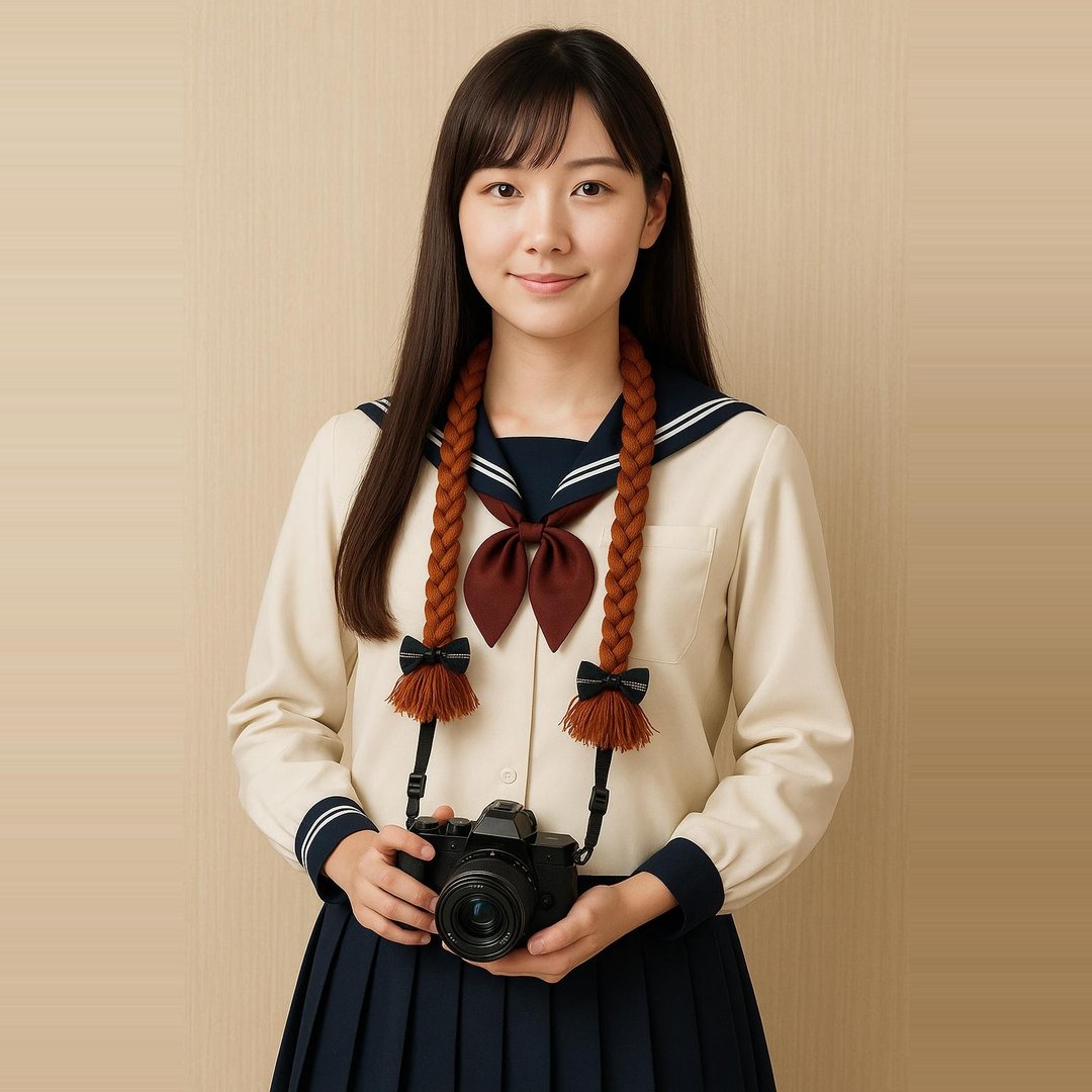 日本Magnets超有趣仿辫子造型相机背带(黄棕色) - 相机背带/脚架 - 聚酯纤维 咖啡色