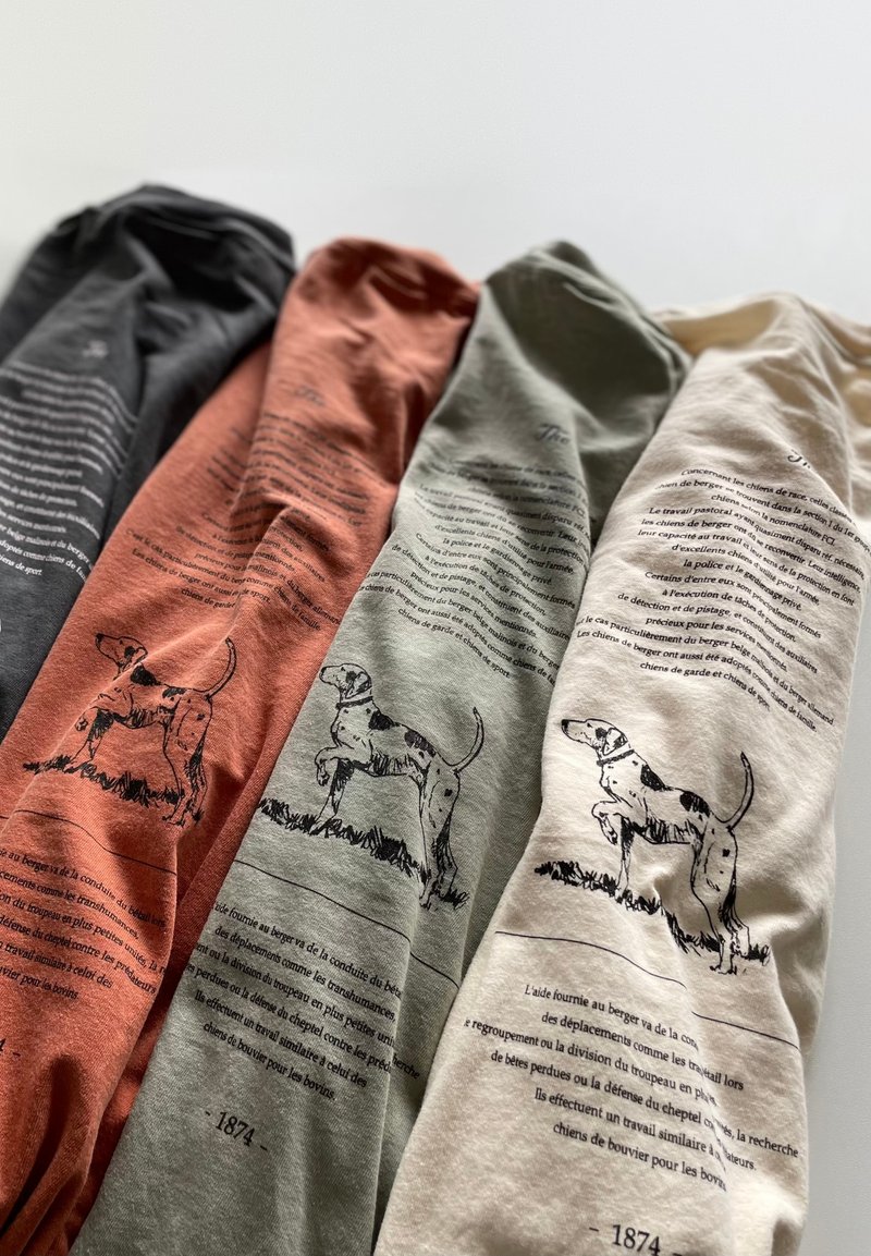 后染长袖T恤 / 中性款 / 牧羊犬 - 中性连帽卫衣/T 恤 - 棉．麻 多色