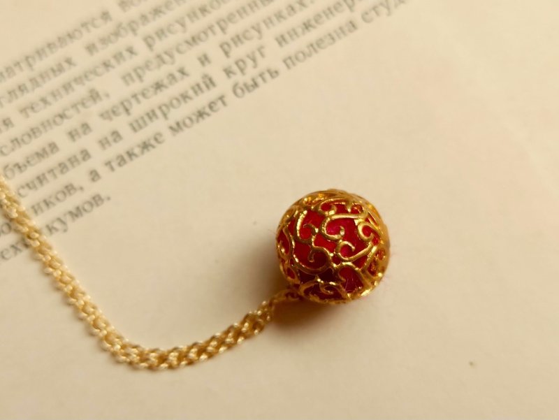 红心羊毛毡扩香项链 - 项链 - 羊毛 红色