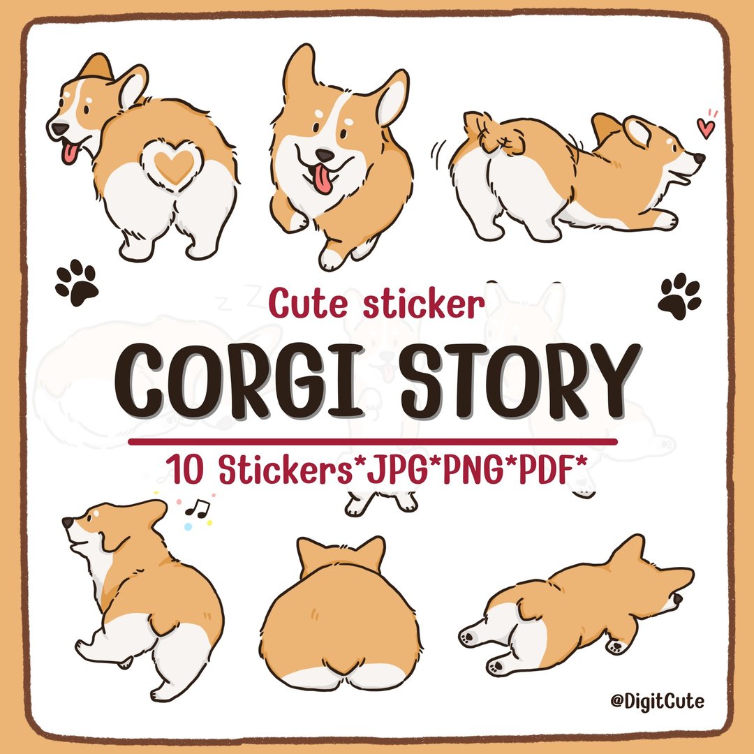 狗狗数位贴纸 | png 剪贴画 | Goodnotes 贴纸 | 柯基犬贴纸 - 电子手绘真人画像/绘画/插画 - 其他材质 
